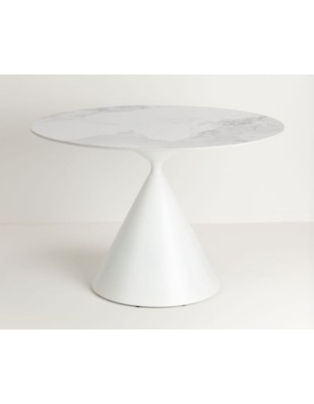 ATRIUM Dining Table Round 110x110x76cm | White with Marble Pattern