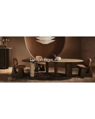 LYMPH Dining Table 290x110cm | Base B metal Luxor Bronze, Base A ash wood walnut, Top A walnut wood, Top B Travertino