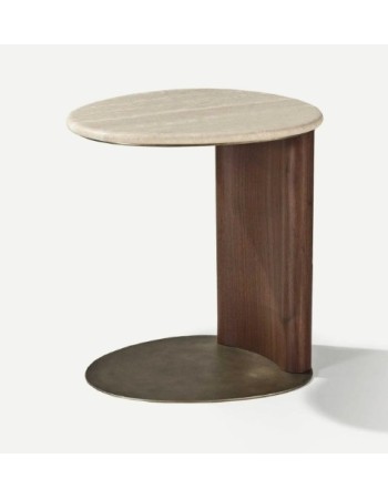 DROP Side Table | Solid Walnut Ash Wood, Cast Glass Bronze