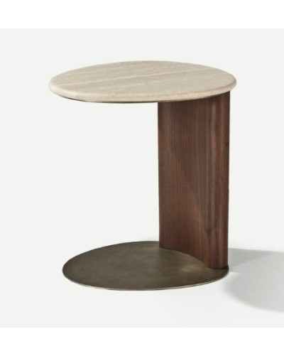 DROP Side Table | Solid Walnut Ash Wood, Cast Glass Bronze