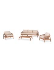 OASIS Sofa Set 3-Seater | Acacia wood  in natural color and beige rope