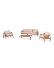 OASIS Sofa Set 3-Seater | Acacia wood  in natural color and beige rope