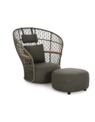 TYCOON Swivel Lounge Armchair with footstool | Green