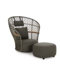 TYCOON Swivel Lounge Armchair with footstool | Green