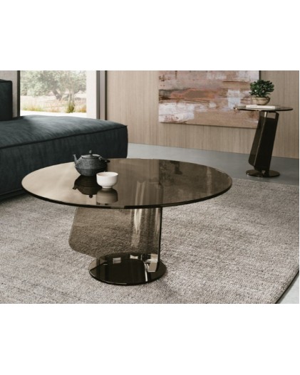 MIRAGGIO Coffee Table 80cm | Clear Honey Glass
