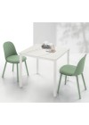 PELLICANO Dining Table 90x90cm | Top stoneware calacatta white with white metal frame