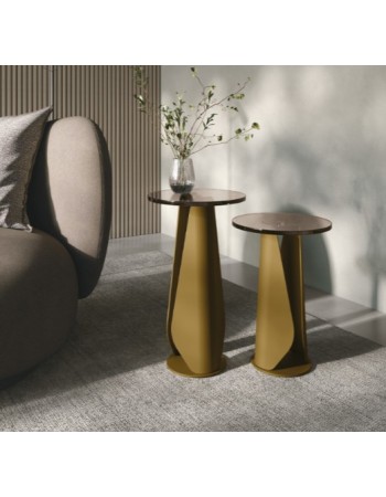 TILE Coffee Table Set of 2 | Bronze Clear Glass