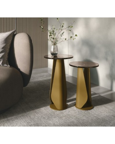 TILE Coffee Table Set of 2 | Bronze Clear Glass