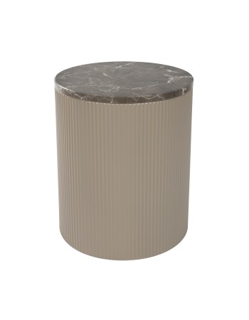 ANNA Side Table 35x42cm | Brown Marble top, Beige base