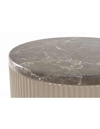 ANNA Side Table 35x42cm | Brown Marble top, Beige base