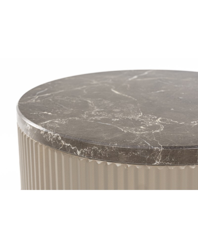 ANNA Side Table 35x42cm | Brown Marble top, Beige base