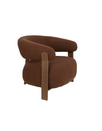 ROBYN Lounge Chair | Brown fabric, Brown metal legs