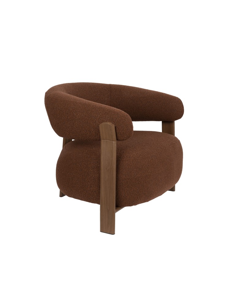 ROBYN Lounge Chair | Brown fabric, Brown metal legs
