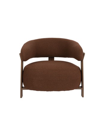 ROBYN Lounge Chair | Brown fabric, Brown metal legs