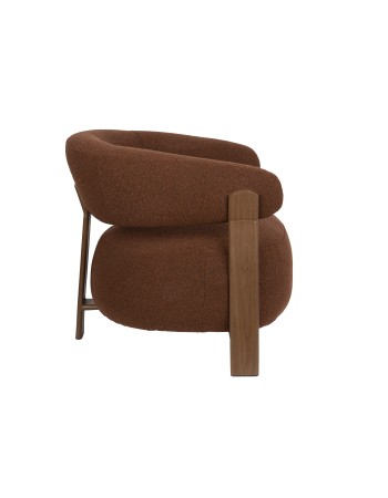 ROBYN Lounge Chair | Brown fabric, Brown metal legs