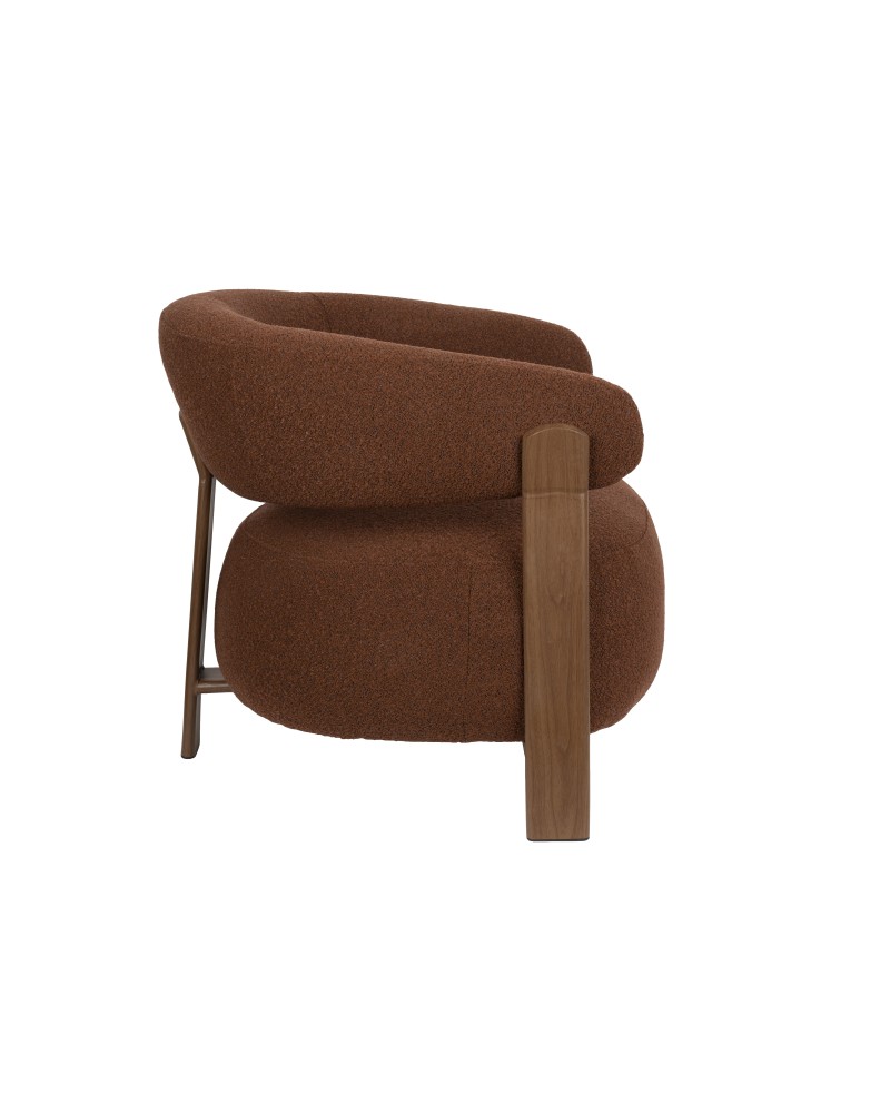 ROBYN Lounge Chair | Brown fabric, Brown metal legs