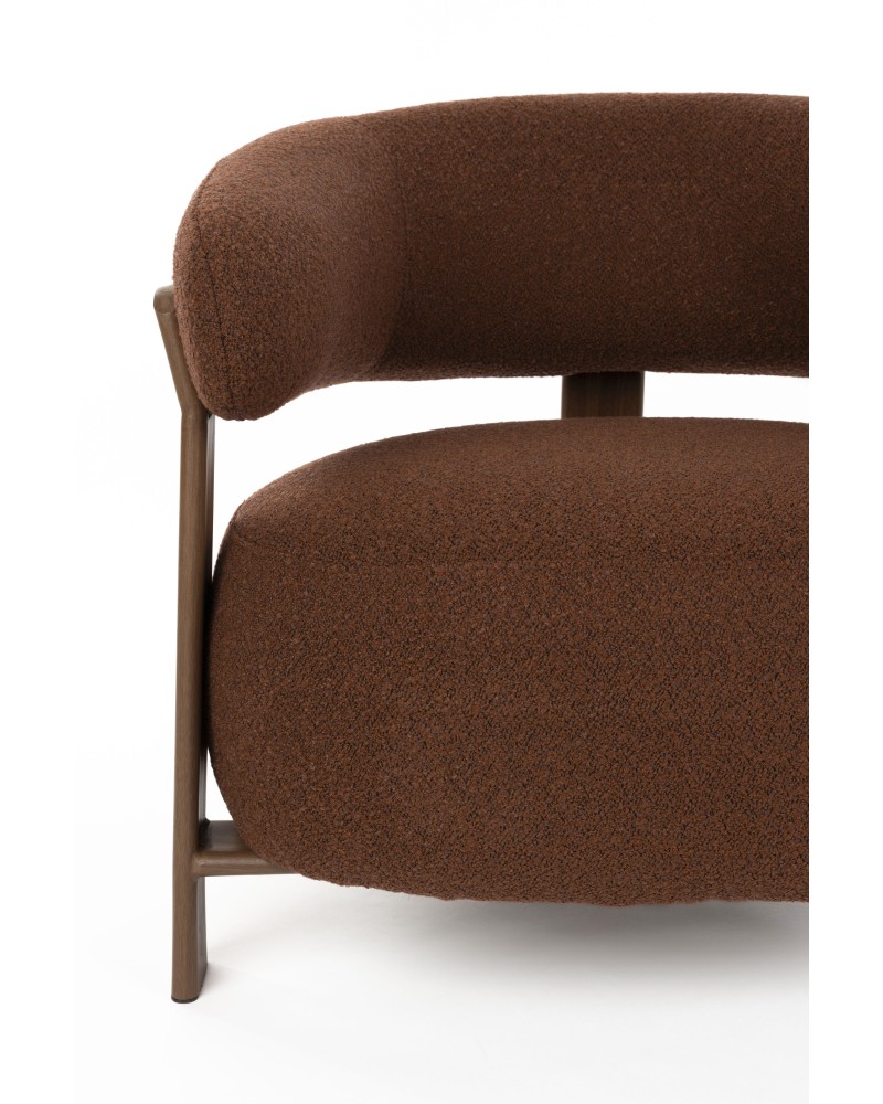 ROBYN Lounge Chair | Brown fabric, Brown metal legs