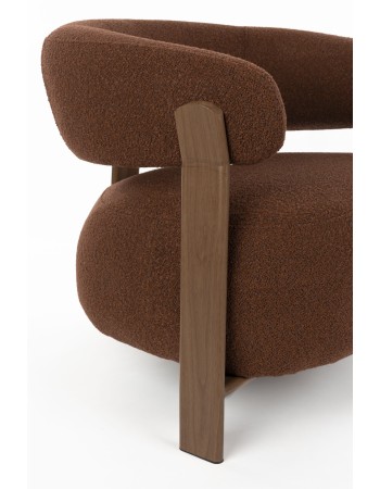 ROBYN Lounge Chair | Brown fabric, Brown metal legs