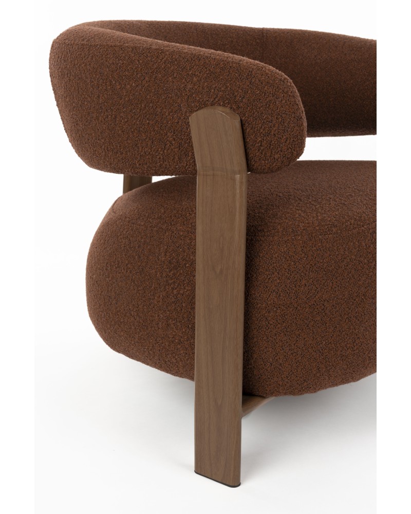 ROBYN Lounge Chair | Brown fabric, Brown metal legs