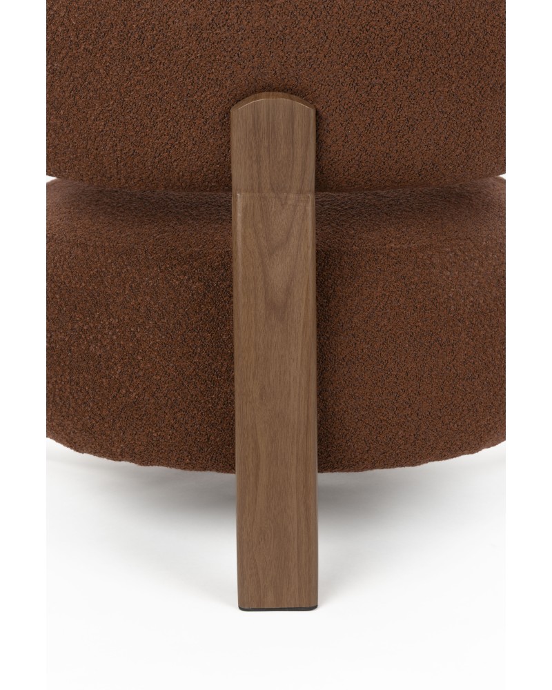 ROBYN Lounge Chair | Brown fabric, Brown metal legs
