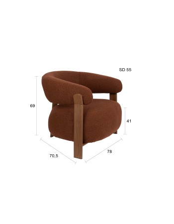 ROBYN Lounge Chair | Brown fabric, Brown metal legs