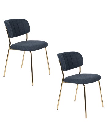 JOLIEN Chair | Dark blue, Gold legs