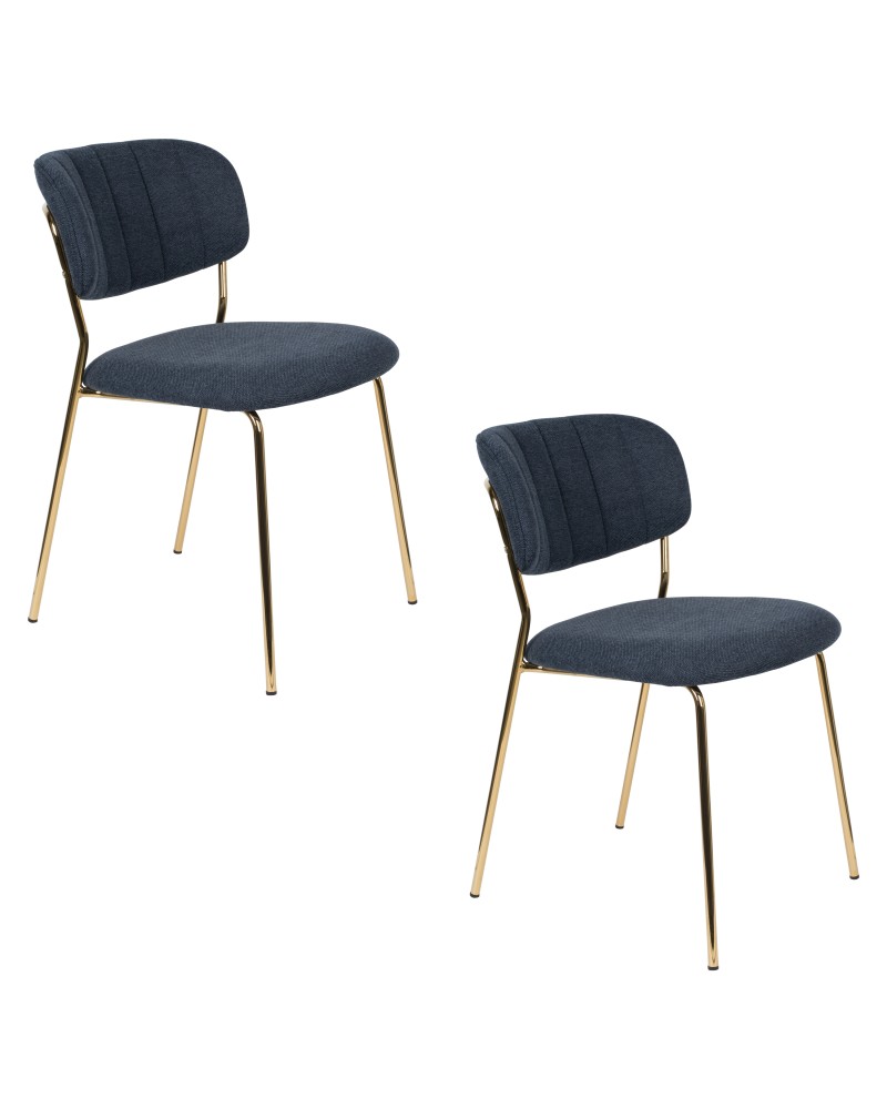JOLIEN Chair | Dark blue, Gold legs