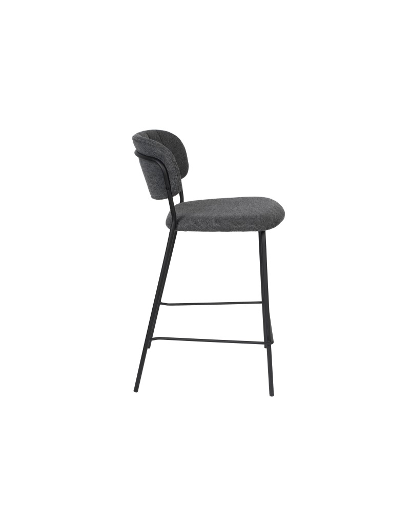JOLIEN Counter Stool | Dark grey with black legs