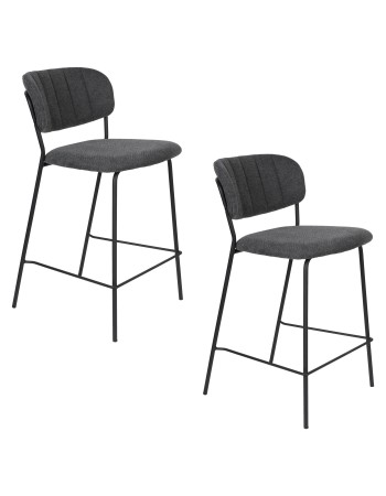 JOLIEN Counter Stool | Dark grey with black legs