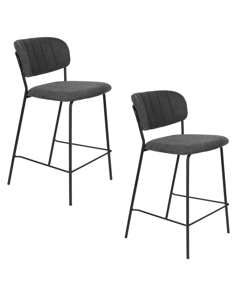 JOLIEN Counter Stool | Dark grey with black legs