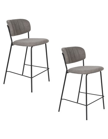 JOLIEN Counter Stool | Grey with black legs