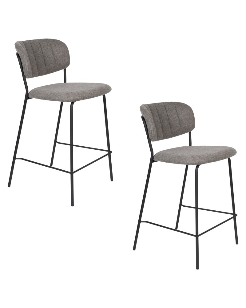 JOLIEN Counter Stool | Grey with black legs