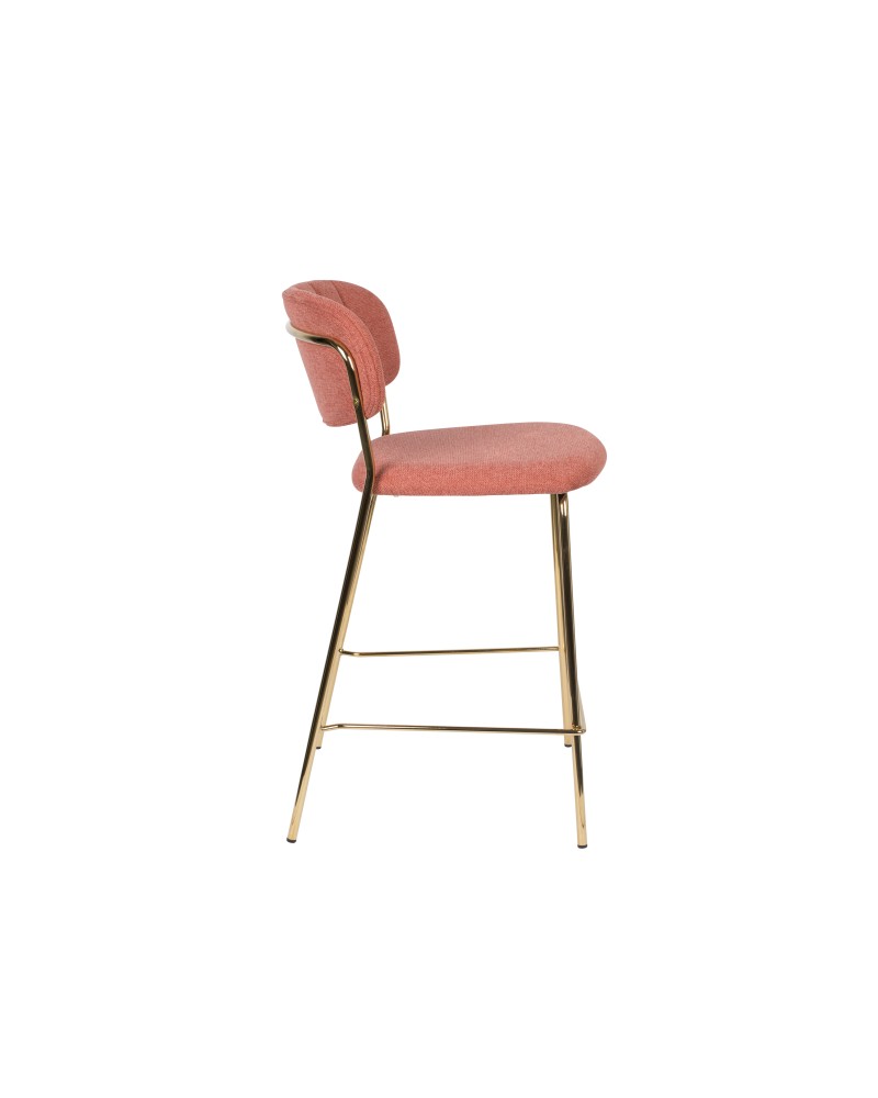 JOLIEN Counter Stool | Pink with gold legs