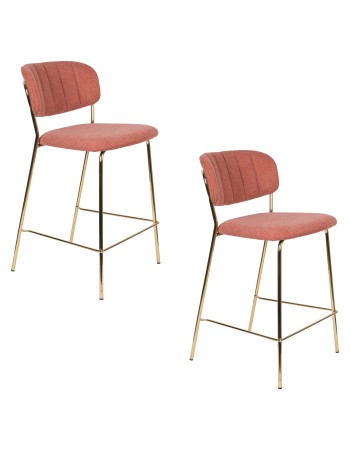 JOLIEN Counter Stool | Pink with gold legs