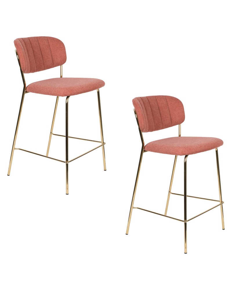 JOLIEN Counter Stool | Pink with gold legs