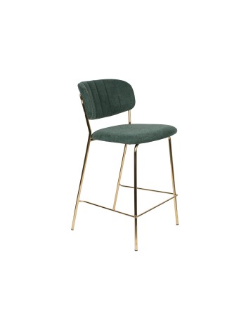 JOLIEN Counter Stool| Dark Green with gold legs
