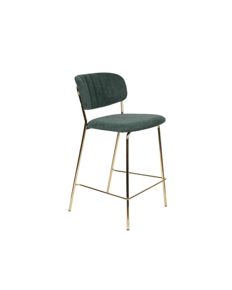 JOLIEN Counter Stool| Dark Green with gold legs