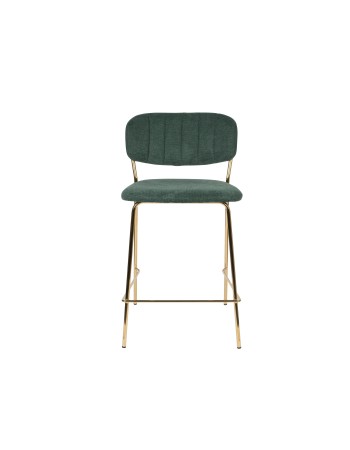 JOLIEN Counter Stool| Dark Green with gold legs