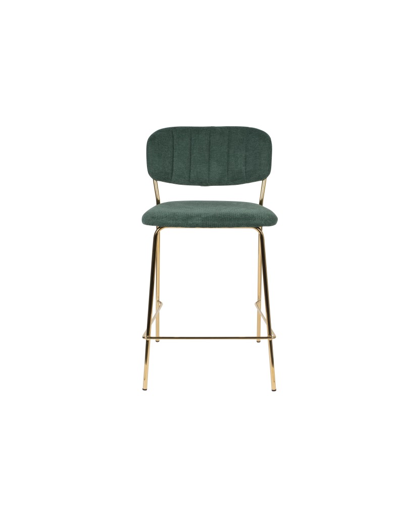 JOLIEN Counter Stool| Dark Green with gold legs