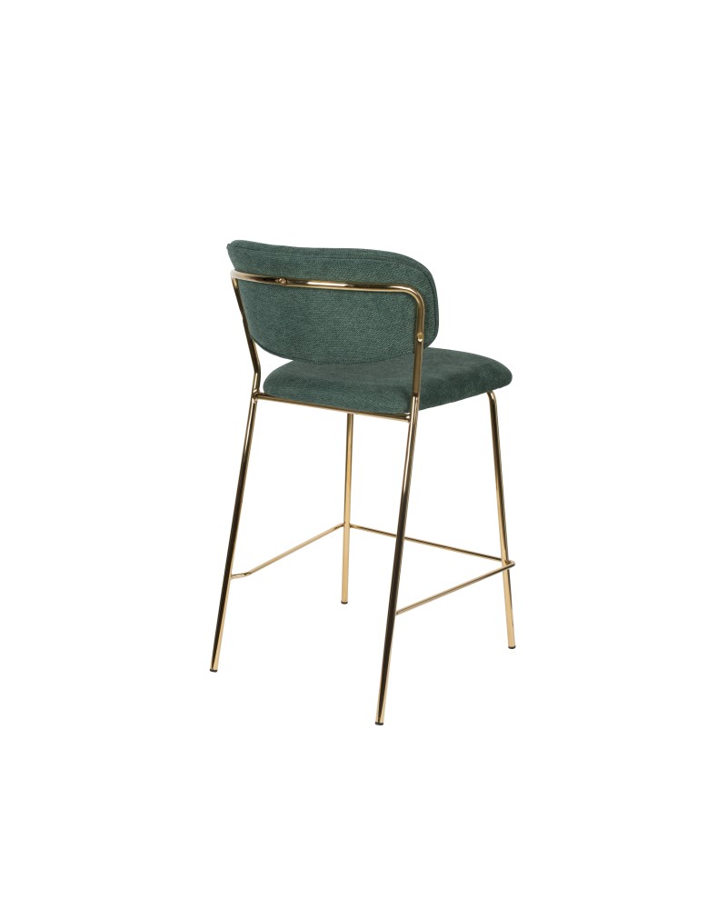 JOLIEN Counter Stool| Dark Green with gold legs