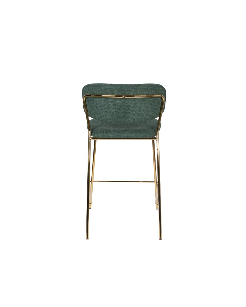 JOLIEN Counter Stool| Dark Green with gold legs