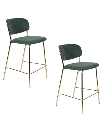 JOLIEN Counter Stool| Dark Green with gold legs