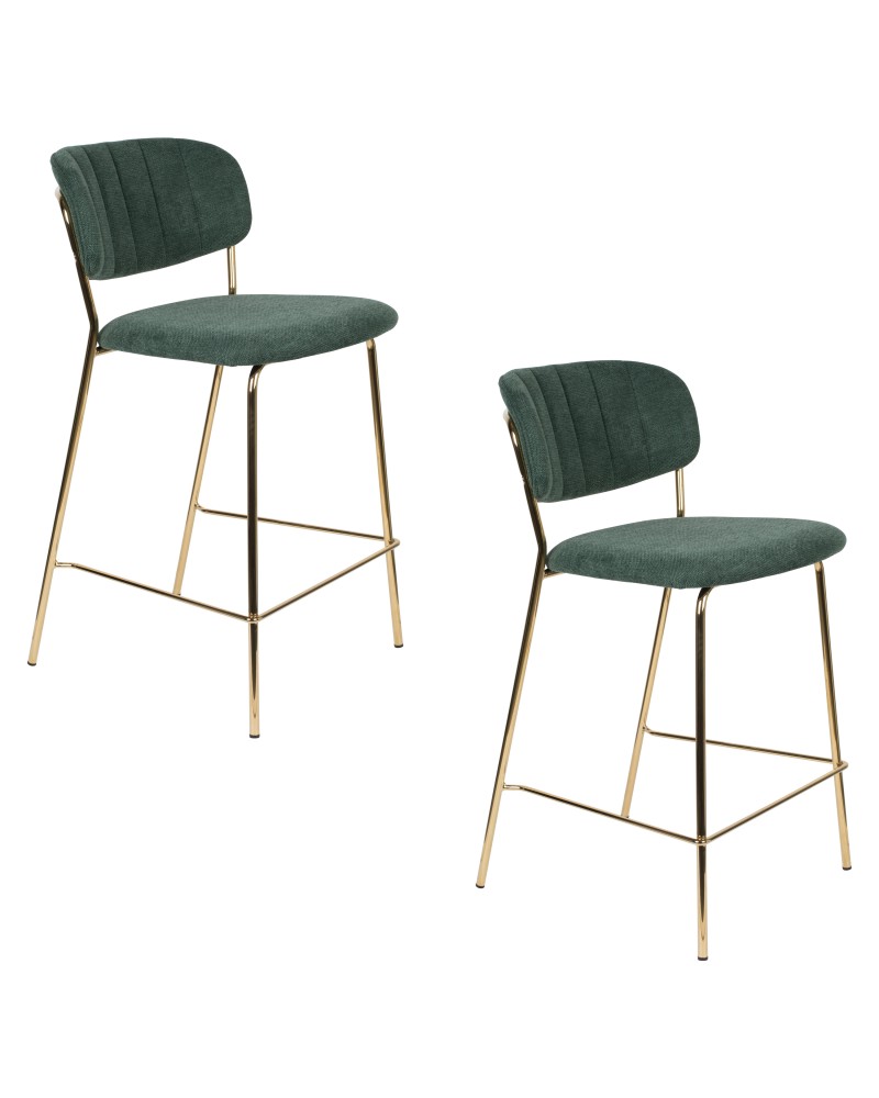 JOLIEN Counter Stool| Dark Green with gold legs