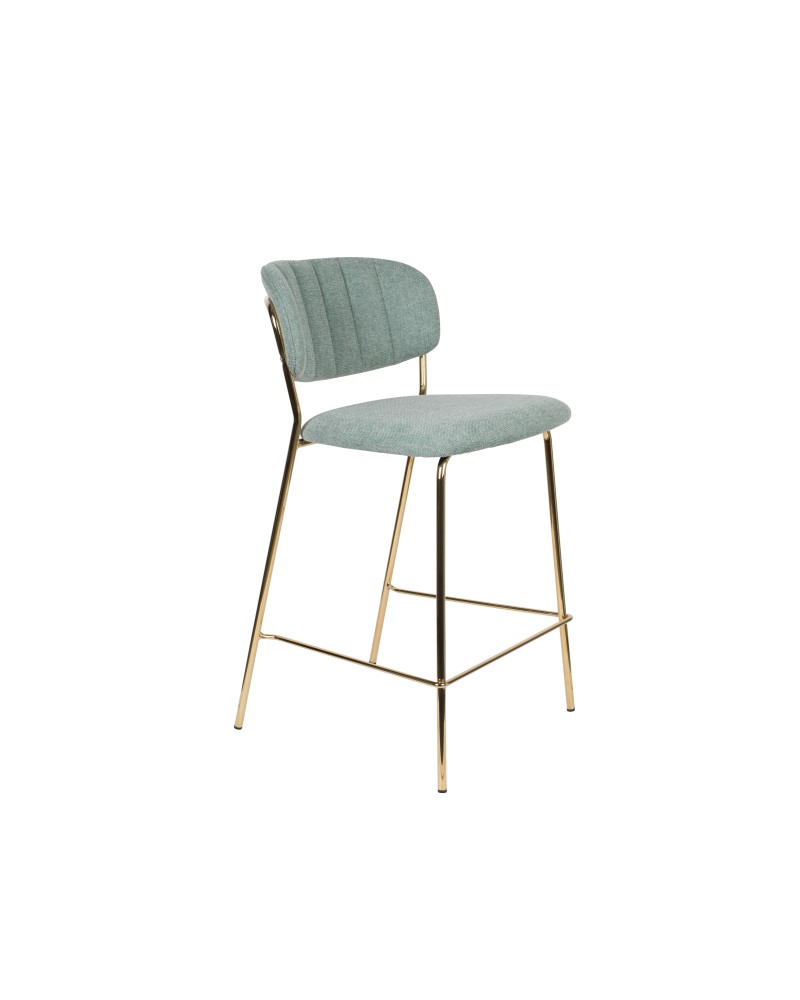JOLIEN Counter Stool| Light Green with gold legs