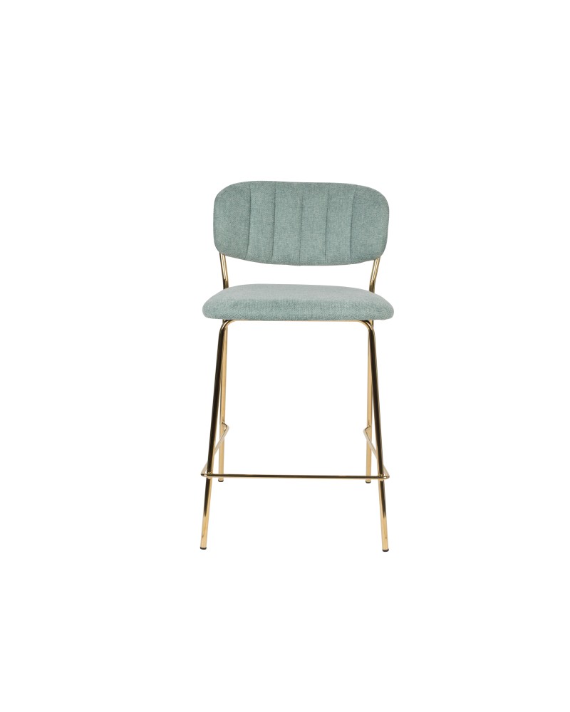 JOLIEN Counter Stool| Light Green with gold legs