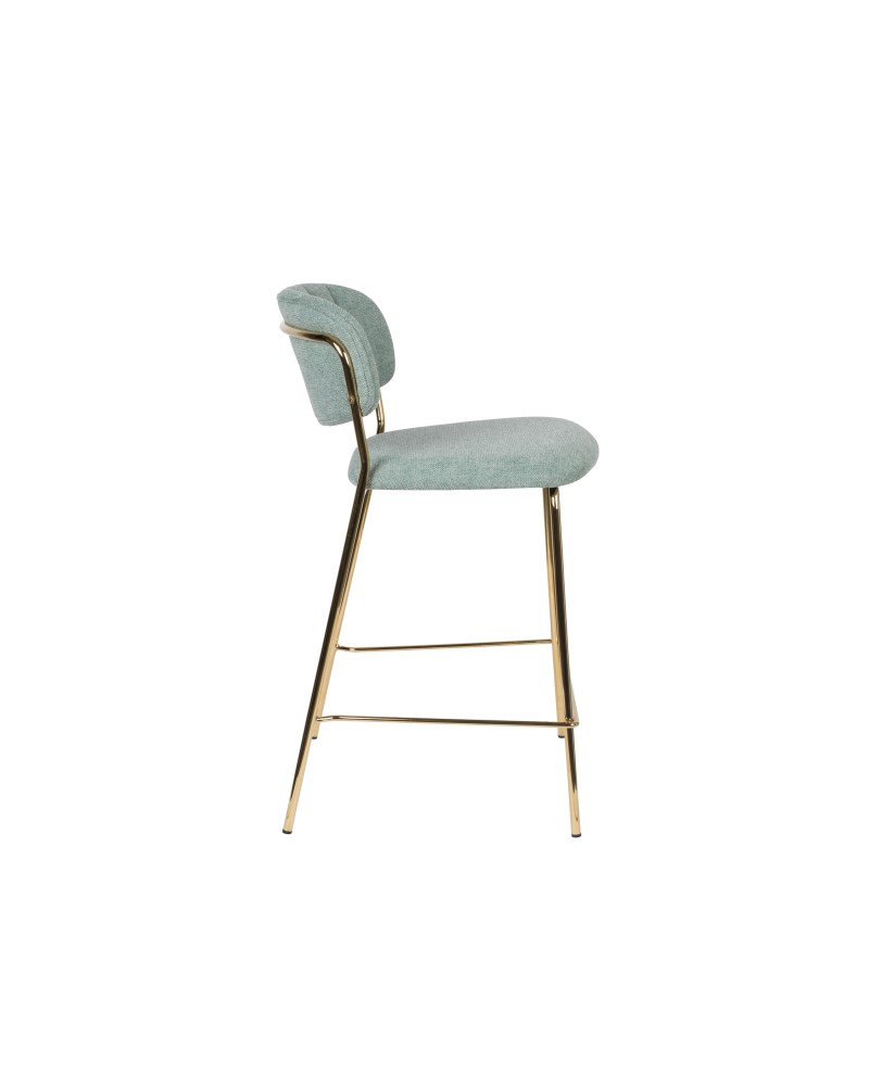 JOLIEN Counter Stool| Light Green with gold legs