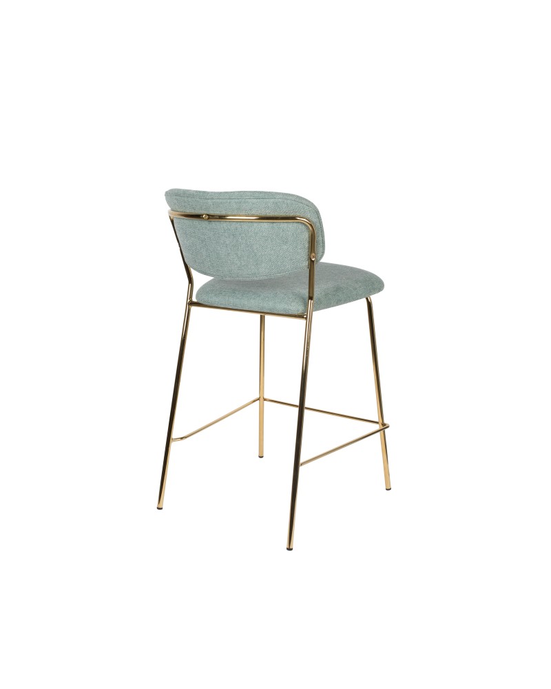 JOLIEN Counter Stool| Light Green with gold legs