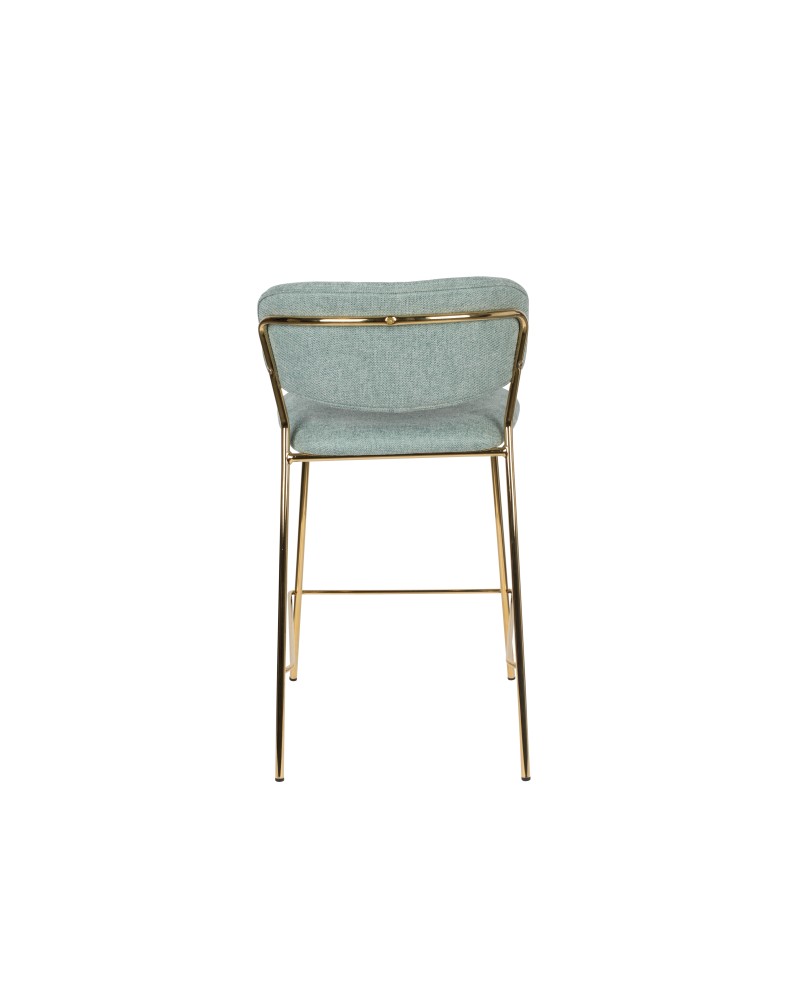 JOLIEN Counter Stool| Light Green with gold legs