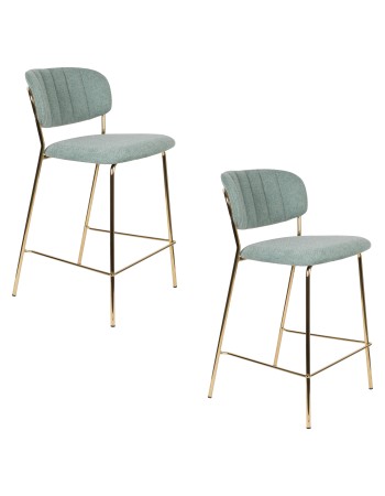 JOLIEN Counter Stool| Light Green with gold legs