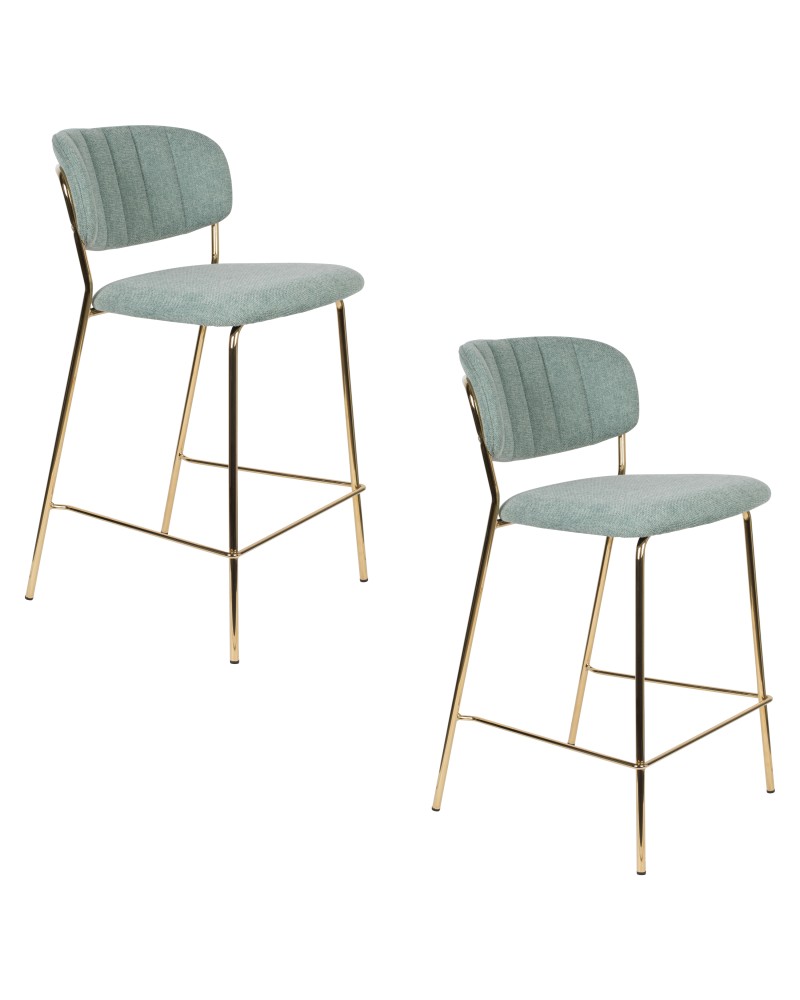 JOLIEN Counter Stool| Light Green with gold legs
